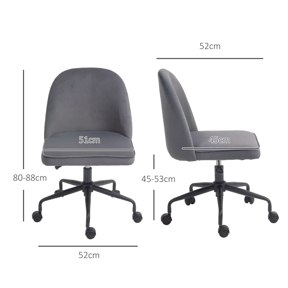EasyComfort Sedia da Ufficio con Altezza Regolabile e Funzione Dondolo, Rivestimento Tessuto Vellutato, Grigio