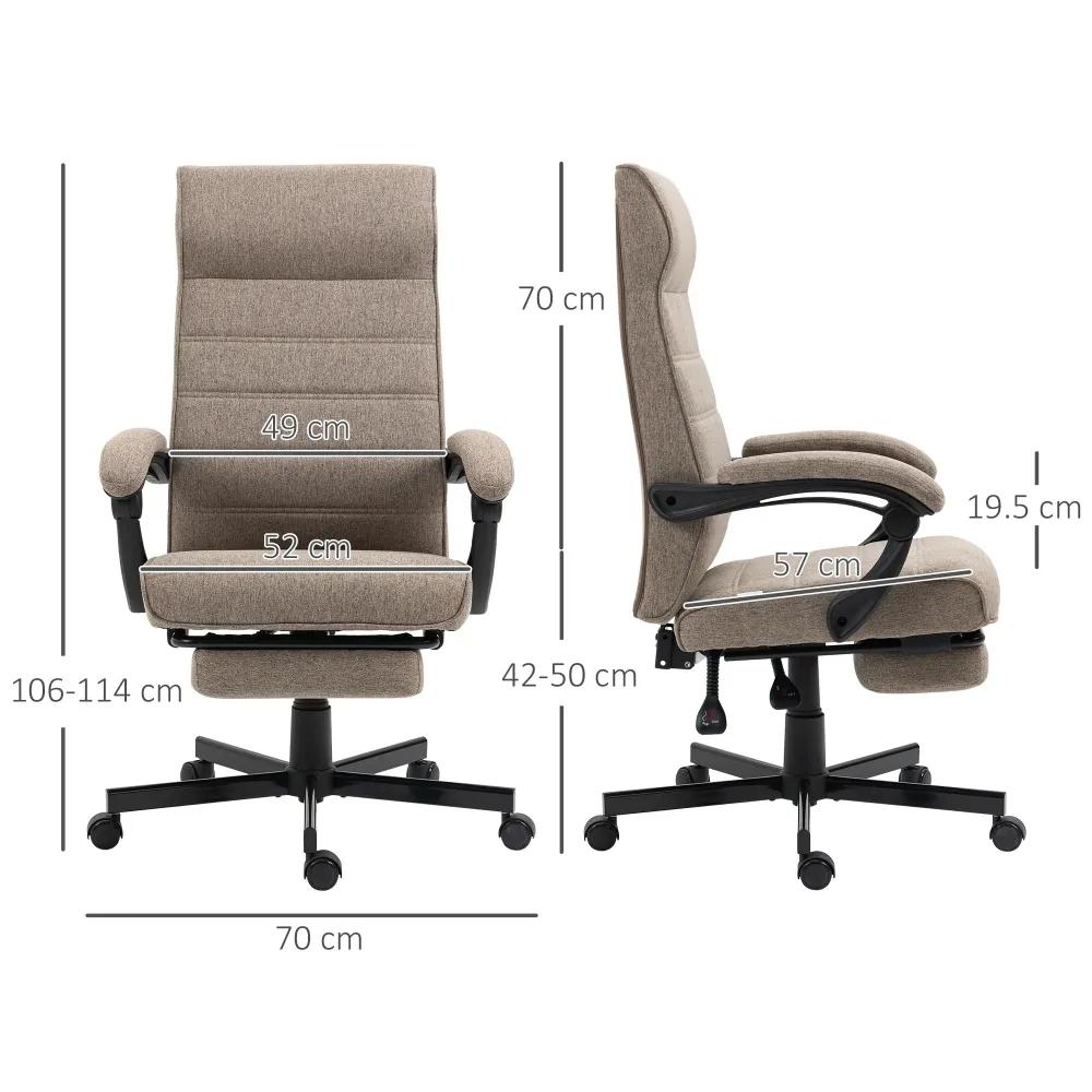Easycomfort Sedia da Ufficio con Altezza Regolabile, Poggiapiedi Incluso e Seduta Imbottita, 68x67x106-114 cm, Marrone