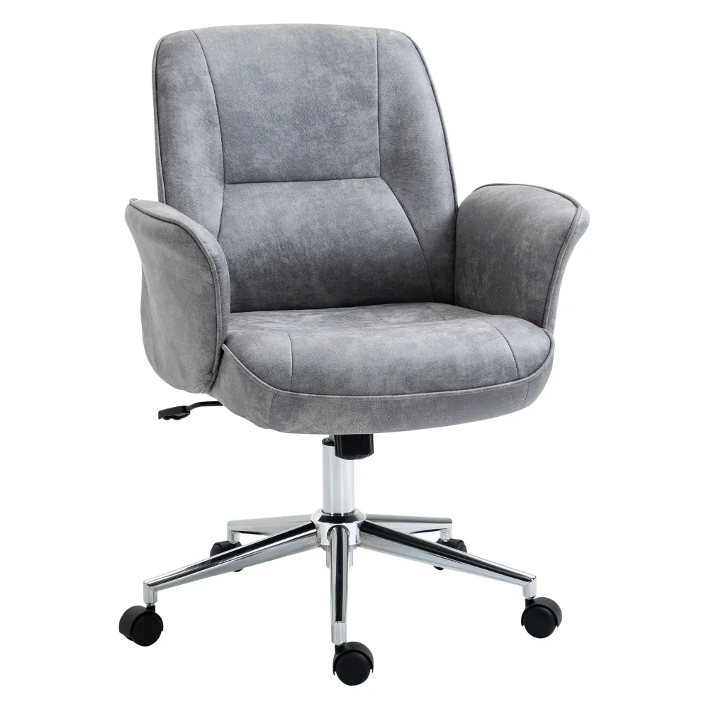 Easycomfort Sedia da Ufficio Ergonomica Altezza Regolabile e Dondolo, Rivestimento Microfibra, 67x69x92-102cm, Grigio Chiaro