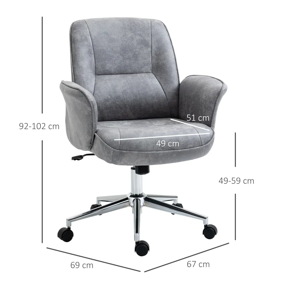 Easycomfort Sedia da Ufficio Ergonomica Altezza Regolabile e Dondolo, Rivestimento Microfibra, 67x69x92-102cm, Grigio Chiaro