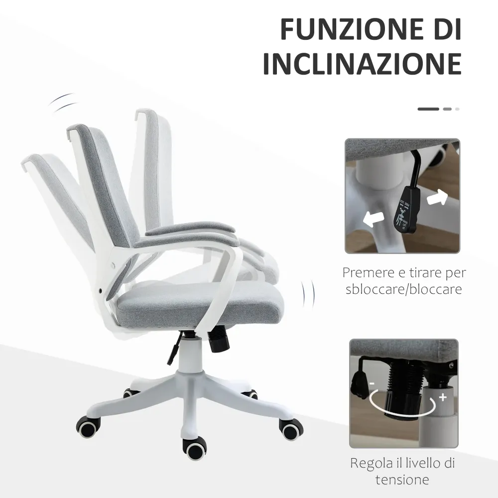 Easycomfort Sedia da Ufficio Ergonomica, Altezza Regolabile e Funzione Dondolo, Poltrona Girevole con Ruote, 62x69x92-100c...