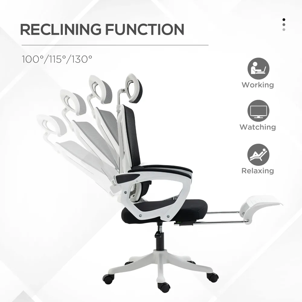 Easycomfort Sedia da Ufficio Ergonomica ad Altezza Regolabile con Poggiapiedi e Poggiatesta, 66x58x110-118 cm, Nero
