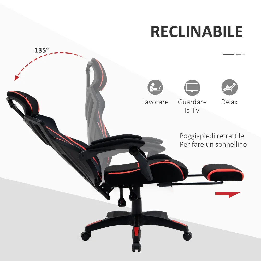 Easycomfort Sedia da Ufficio Ergonomica Altezza Regolabile, Poltrona con Schienale Reclinabile e Poggiapiedi, 65x65x119-12...