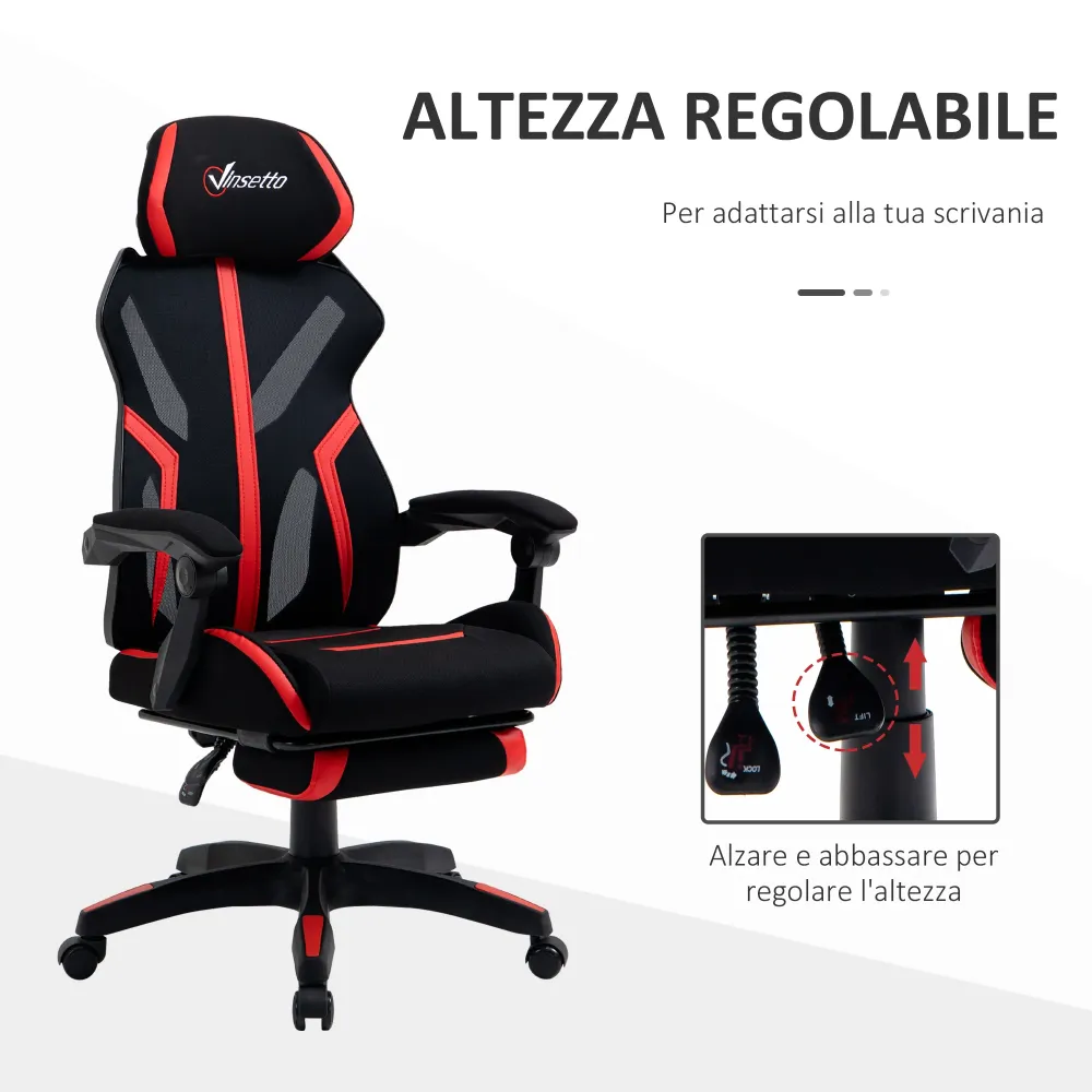Easycomfort Sedia da Ufficio Ergonomica Altezza Regolabile, Poltrona con Schienale Reclinabile e Poggiapiedi, 65x65x119-12...