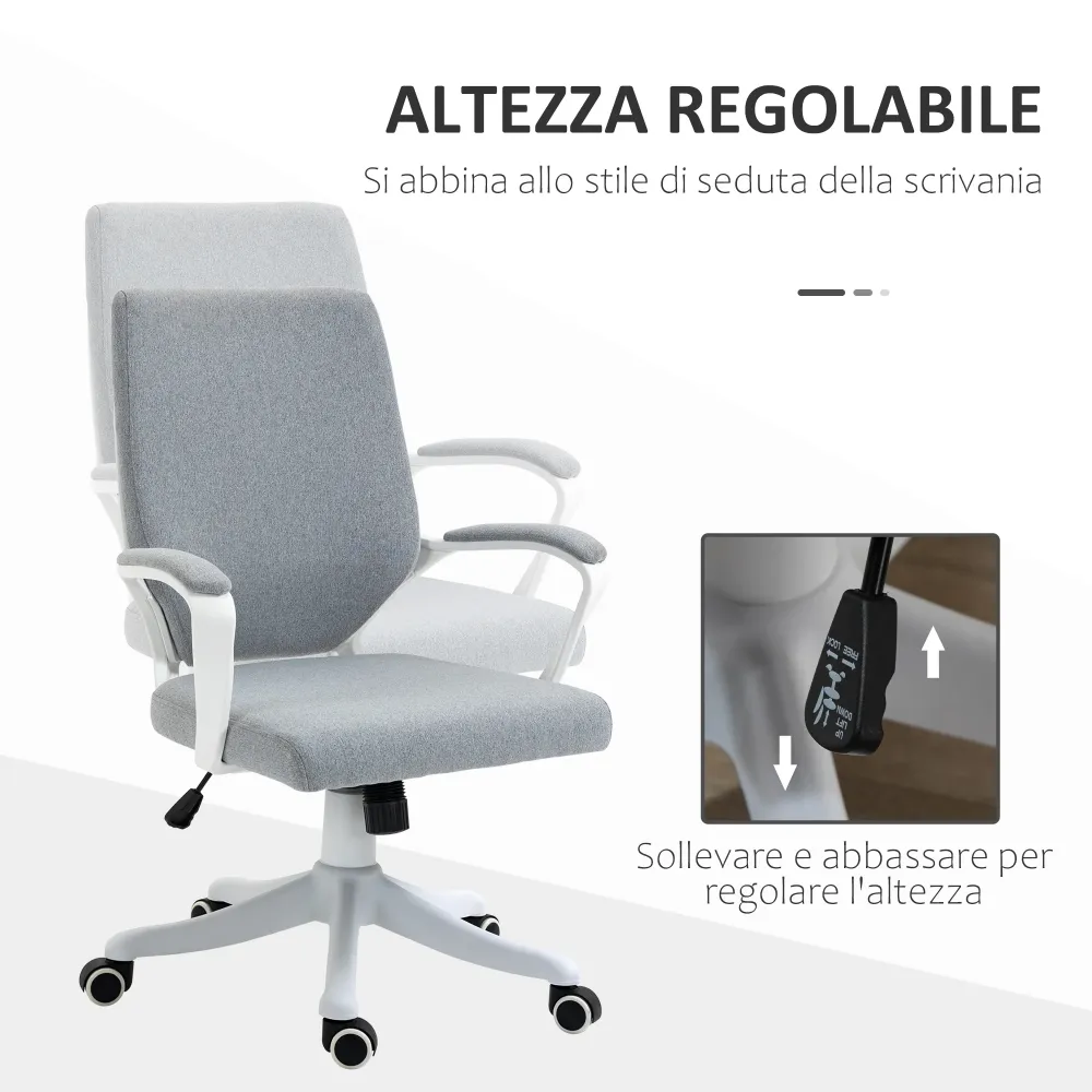 Easycomfort Sedia da Ufficio Ergonomica, Altezza Regolabile e Funzione Dondolo, Poltrona Girevole con Ruote, 62x69x92-100c...