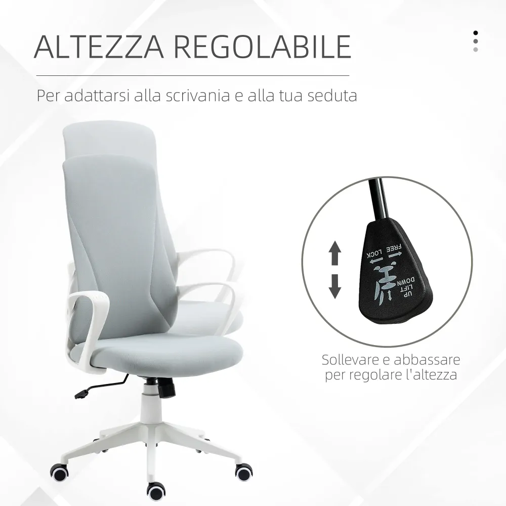 Easycomfort Sedia da Ufficio Ergonomica con Altezza Regolabile e Funzione di Inclinazione, 62x56x110-119.5 cm