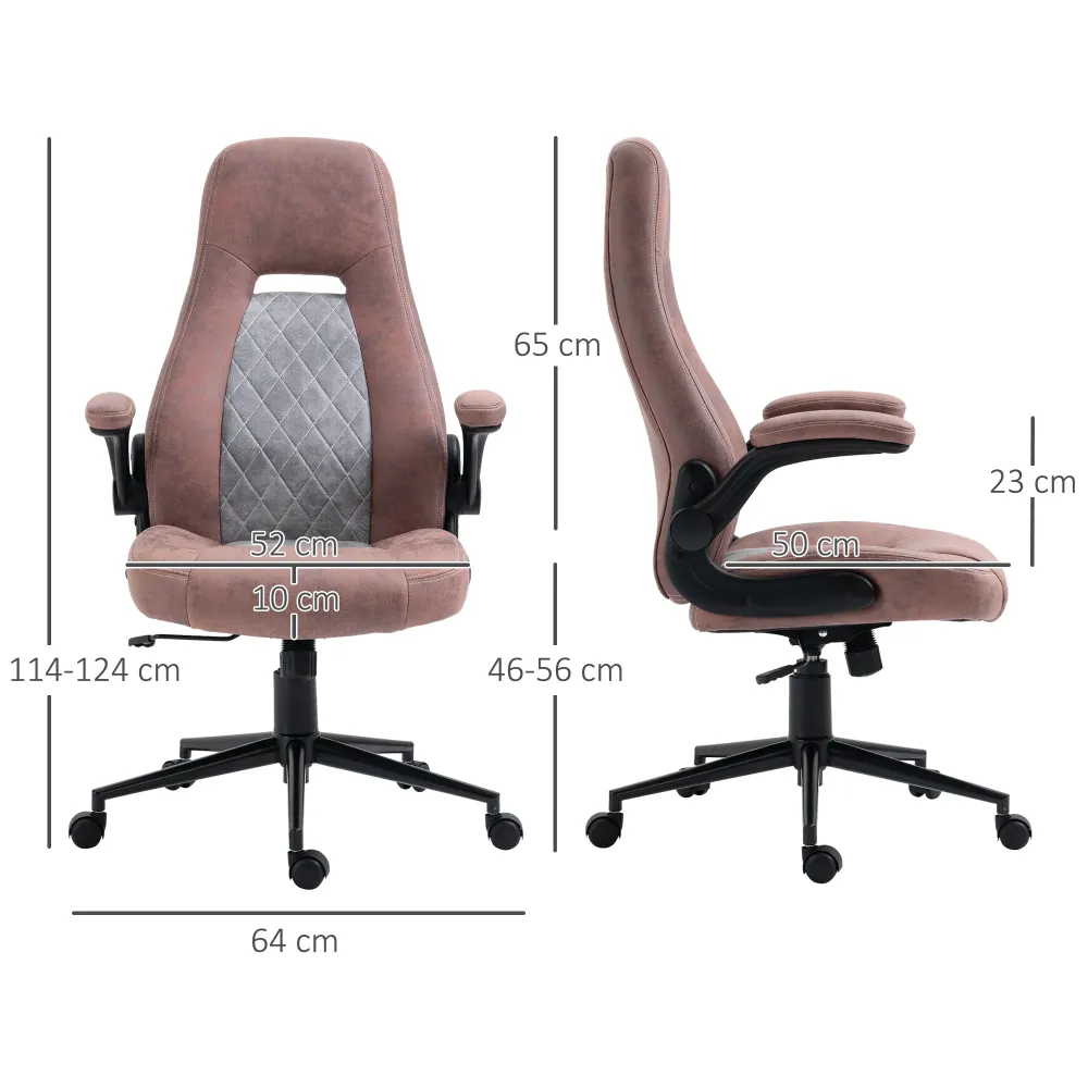 Easycomfort Sedia da Ufficio Ergonomica con Altezza Regolabile, Braccioli Ribaltabili e 5 Ruote, 67x70x114-124 cm