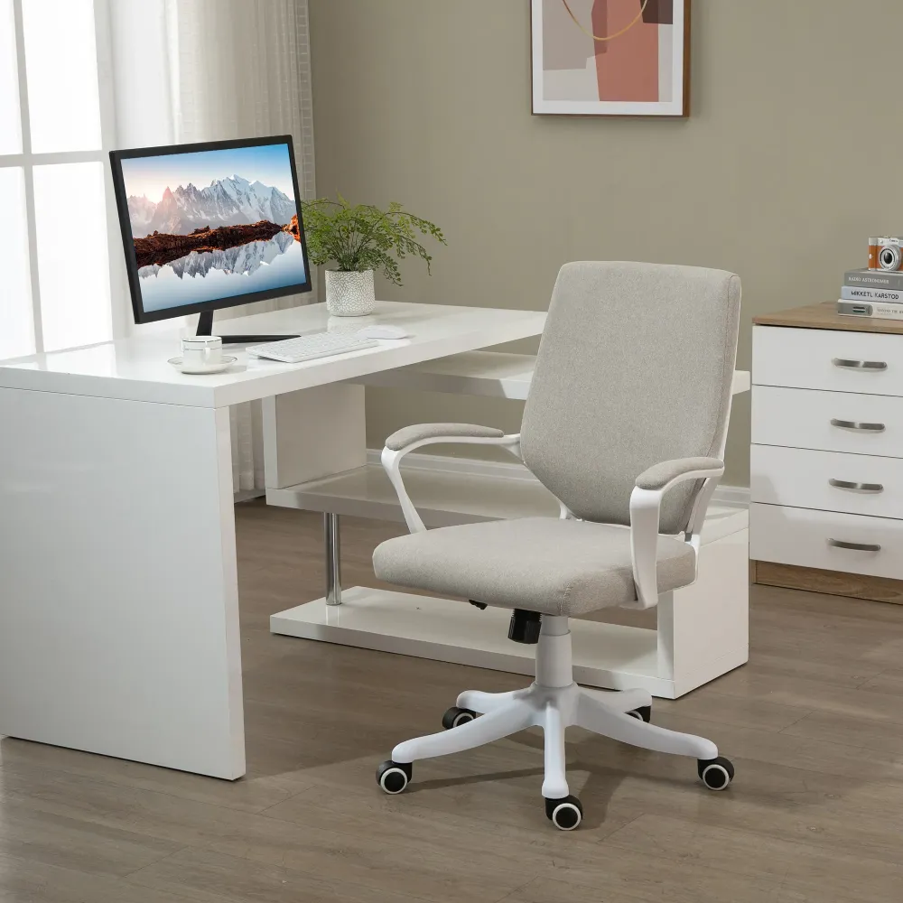 EasyComfort Sedia da Ufficio Ergonomica con Altezza Regolabile e Funzione Dondolo, 62x69x92-100cm, Beige