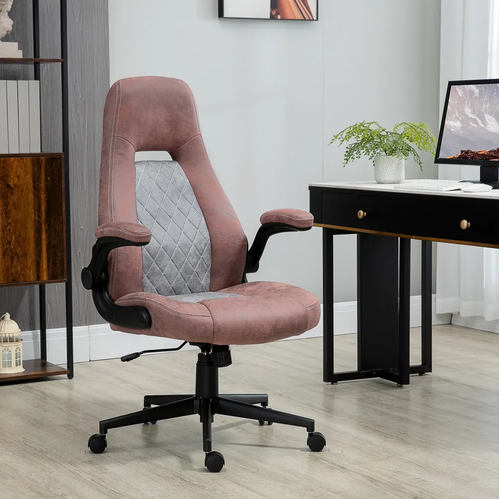 Easycomfort Sedia da Ufficio Ergonomica con Altezza Regolabile, Braccioli Ribaltabili e 5 Ruote, 67x70x114-124 cm