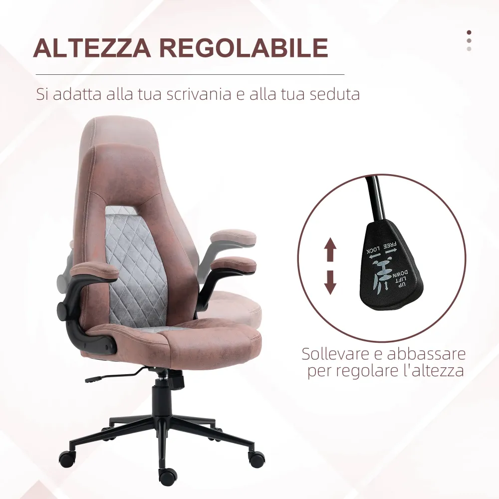 Easycomfort Sedia da Ufficio Ergonomica con Altezza Regolabile, Braccioli Ribaltabili e 5 Ruote, 67x70x114-124 cm