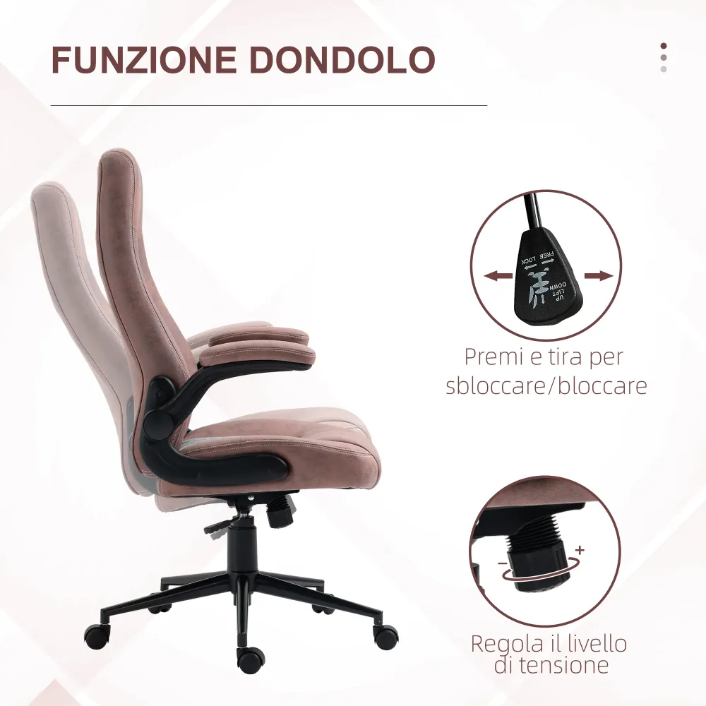Easycomfort Sedia da Ufficio Ergonomica con Altezza Regolabile, Braccioli Ribaltabili e 5 Ruote, 67x70x114-124 cm