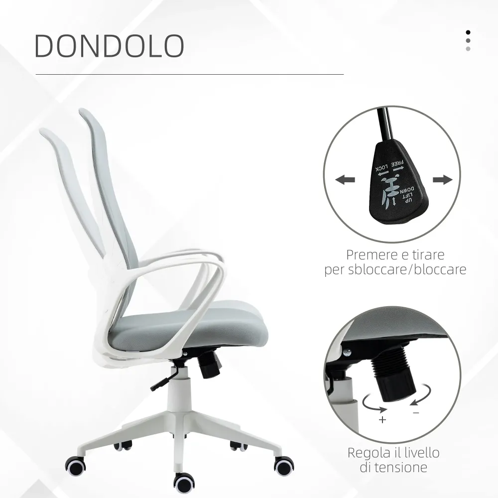 Easycomfort Sedia da Ufficio Ergonomica con Altezza Regolabile e Funzione di Inclinazione, 62x56x110-119.5 cm