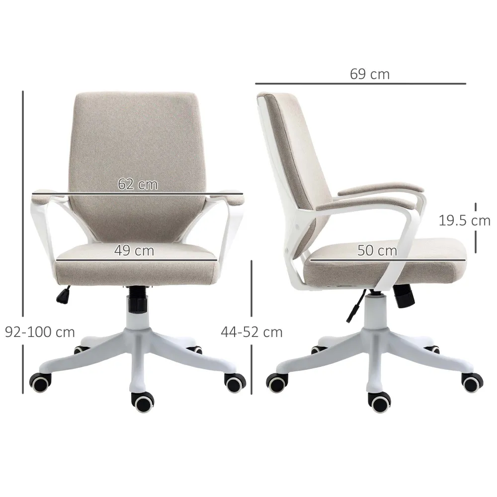 EasyComfort Sedia da Ufficio Ergonomica con Altezza Regolabile e Funzione Dondolo, 62x69x92-100cm, Beige
