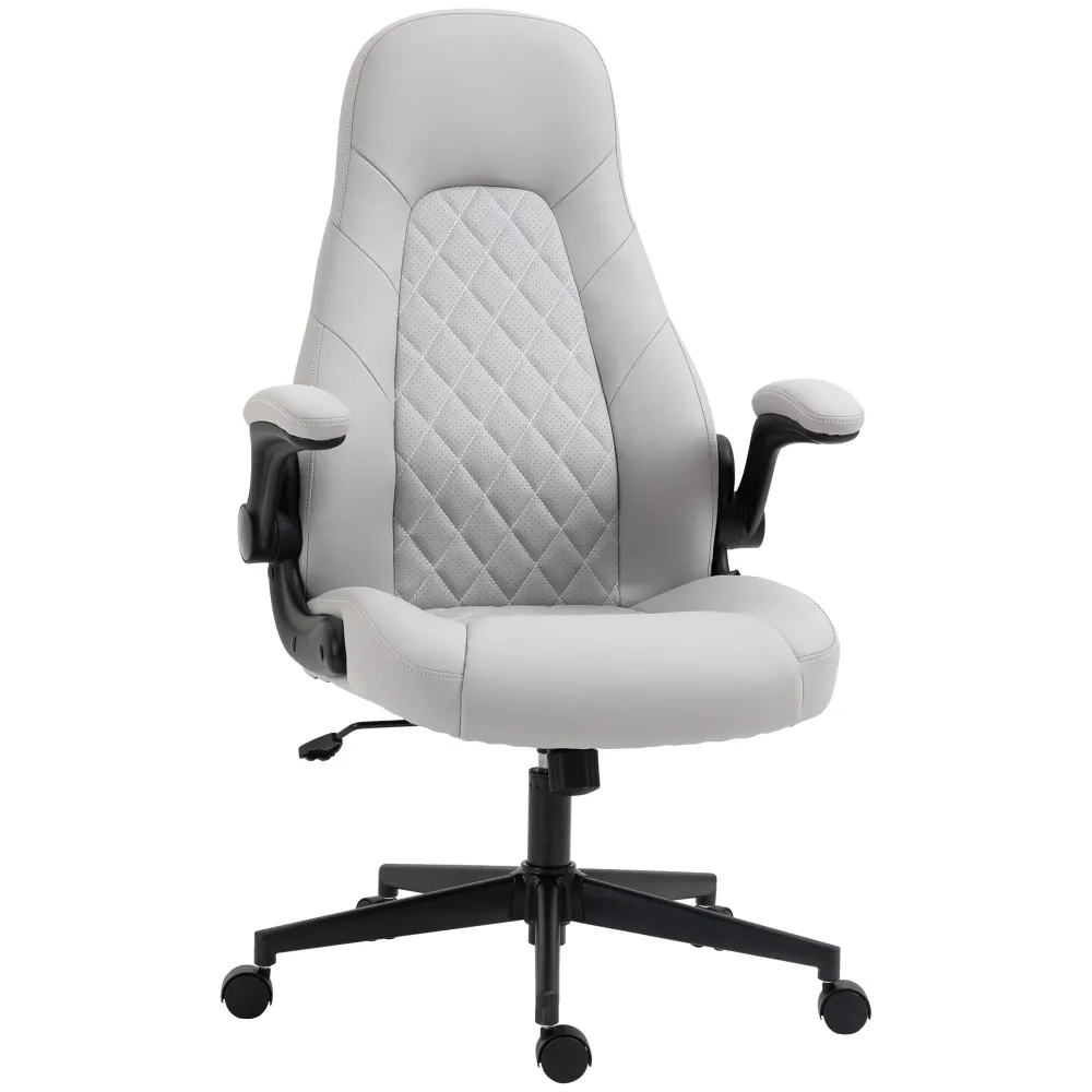 EASYCOMFORT Sedia da Ufficio Ergonomica con Braccioli Ribaltabili e Altezza Regolabile, 67x70x112-122 cm, Grigio