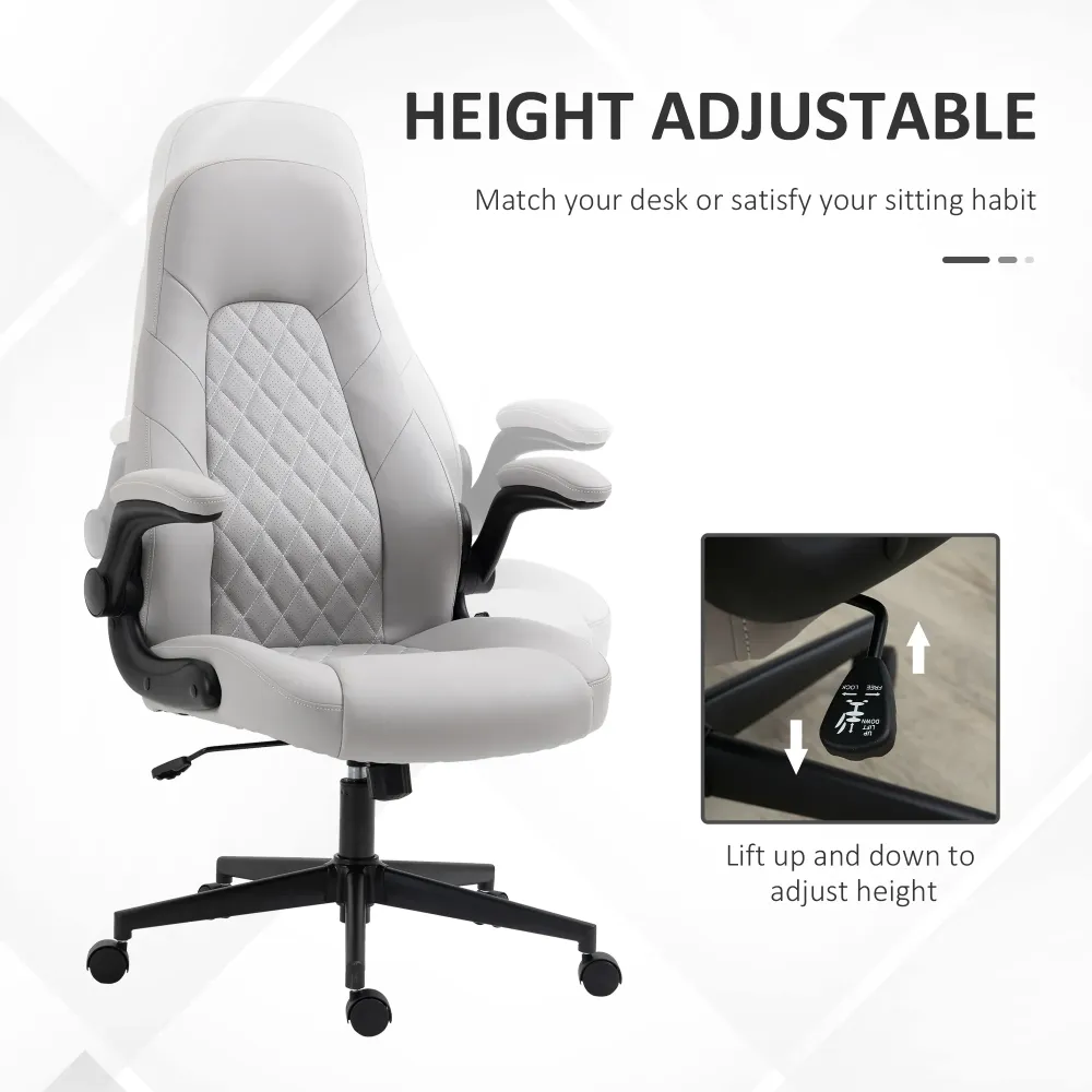 EASYCOMFORT Sedia da Ufficio Ergonomica con Braccioli Ribaltabili e Altezza Regolabile, 67x70x112-122 cm, Grigio
