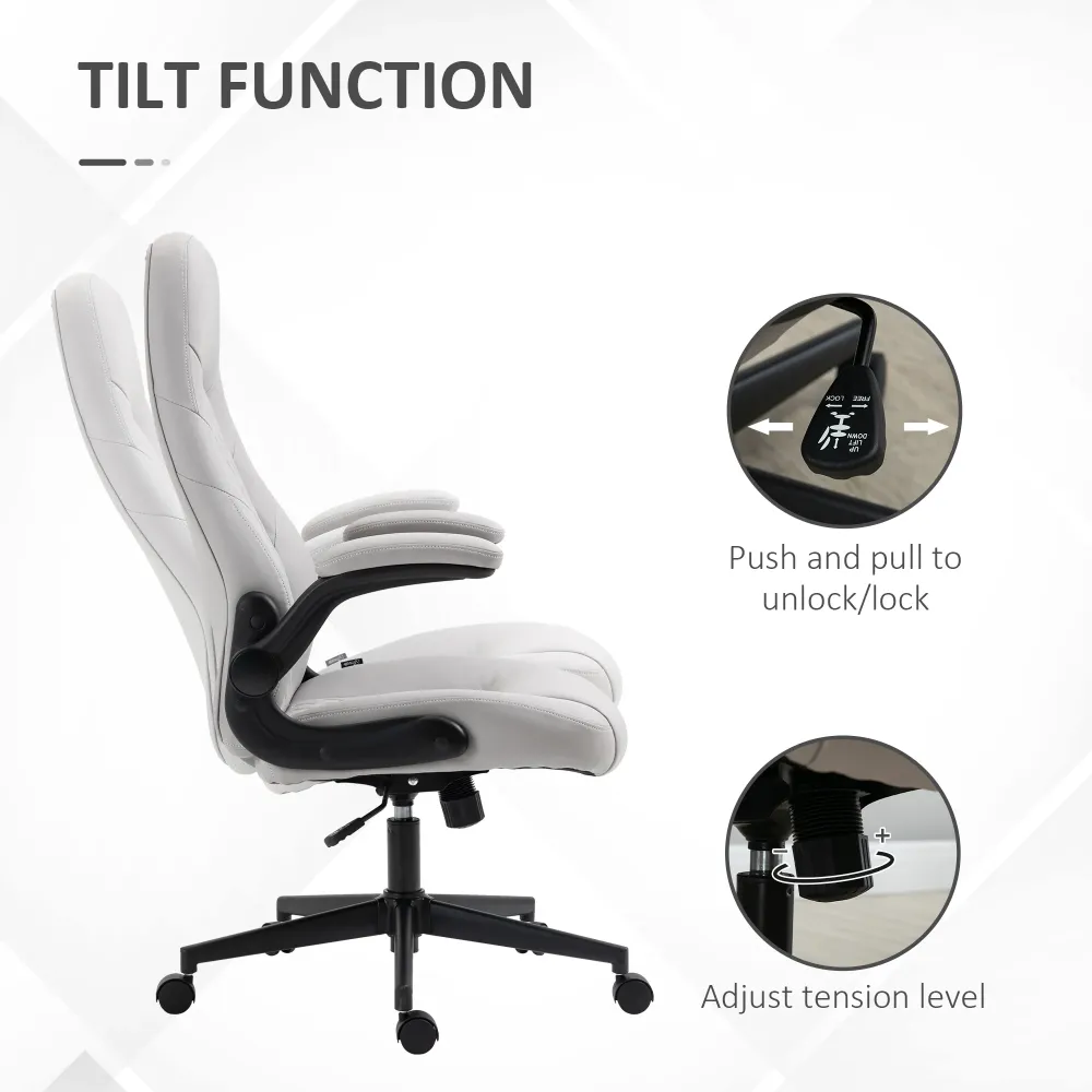 EASYCOMFORT Sedia da Ufficio Ergonomica con Braccioli Ribaltabili e Altezza Regolabile, 67x70x112-122 cm, Grigio