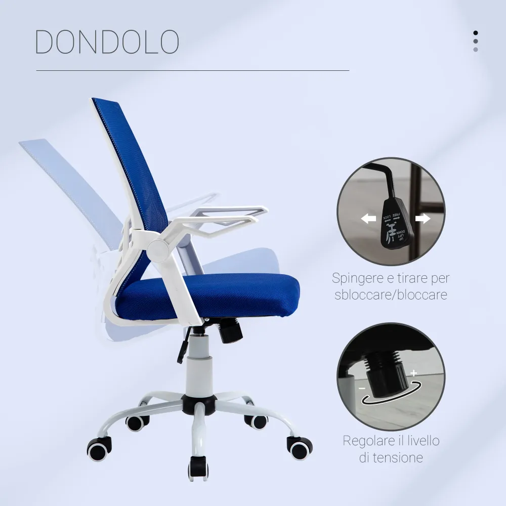 EasyComfort Sedia da Ufficio Ergonomica con Braccioli e Supporto Lombare, Poltrona Ufficio Girevole e Altezza Regolabile T...