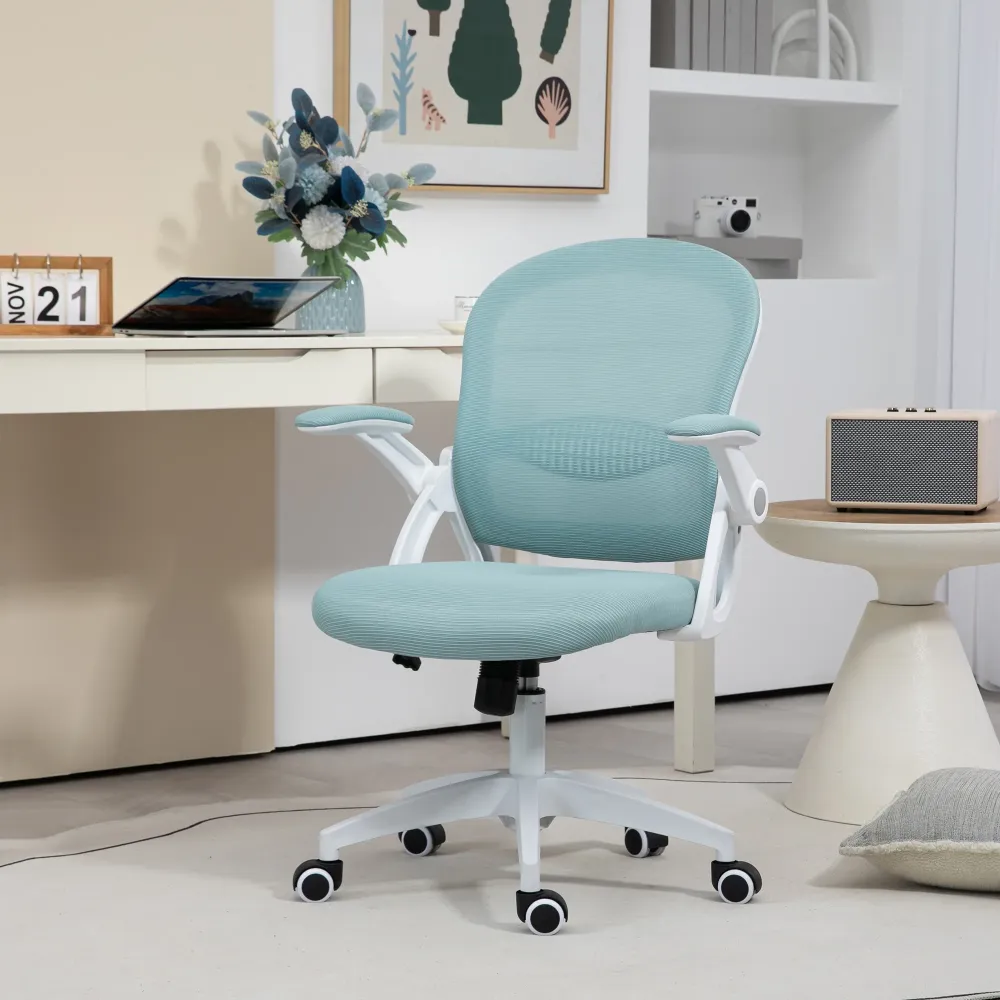 EasyComfort Sedia da Ufficio Ergonomica con Schienale Rete e Altezza Regolabile, 65.5x61.5x88-97.5cm, Azzurro