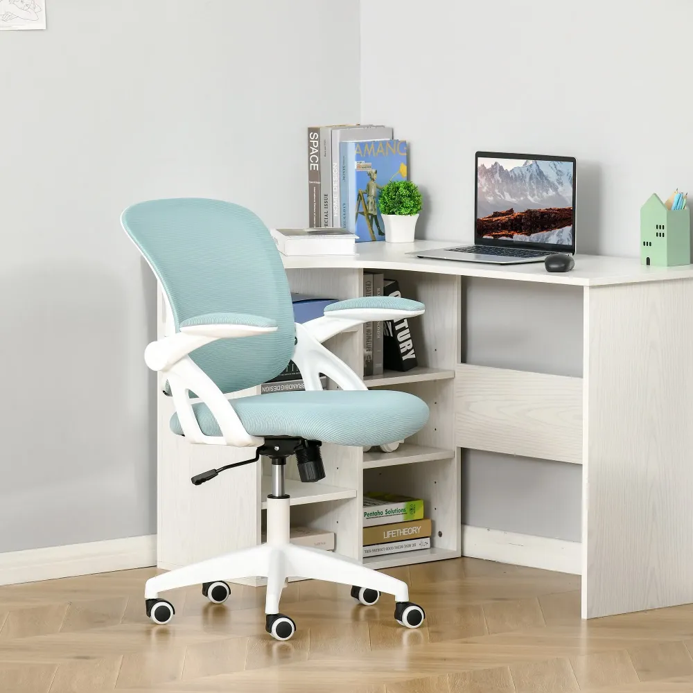 EASYCOMFORT Sedia da Ufficio Ergonomica con Schienale Rete e Seduta Imbottita, Altezza Regolabile, 65.5x61.5x88-97.5cm, Az...