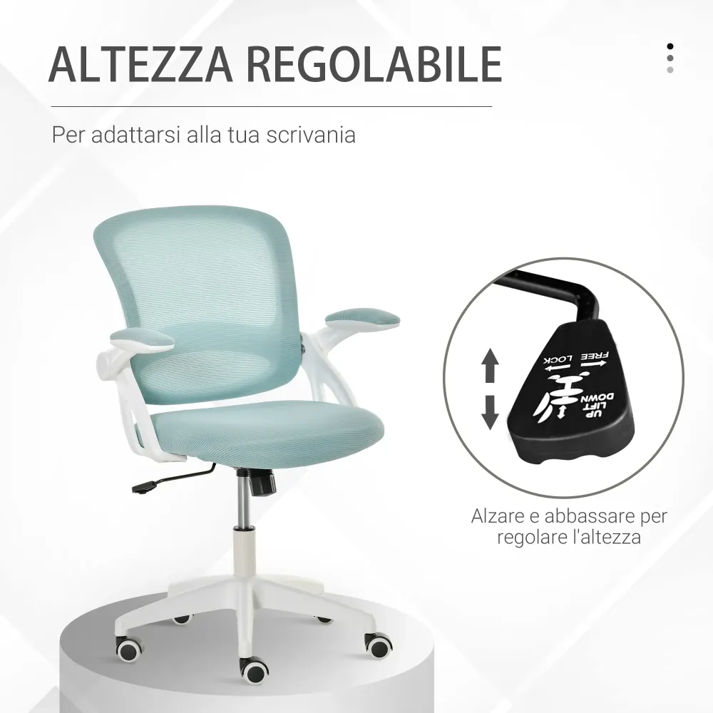 EASYCOMFORT Sedia da Ufficio Ergonomica con Schienale Rete e Seduta Imbottita, Altezza Regolabile, 65.5x61.5x88-97.5cm, Az...