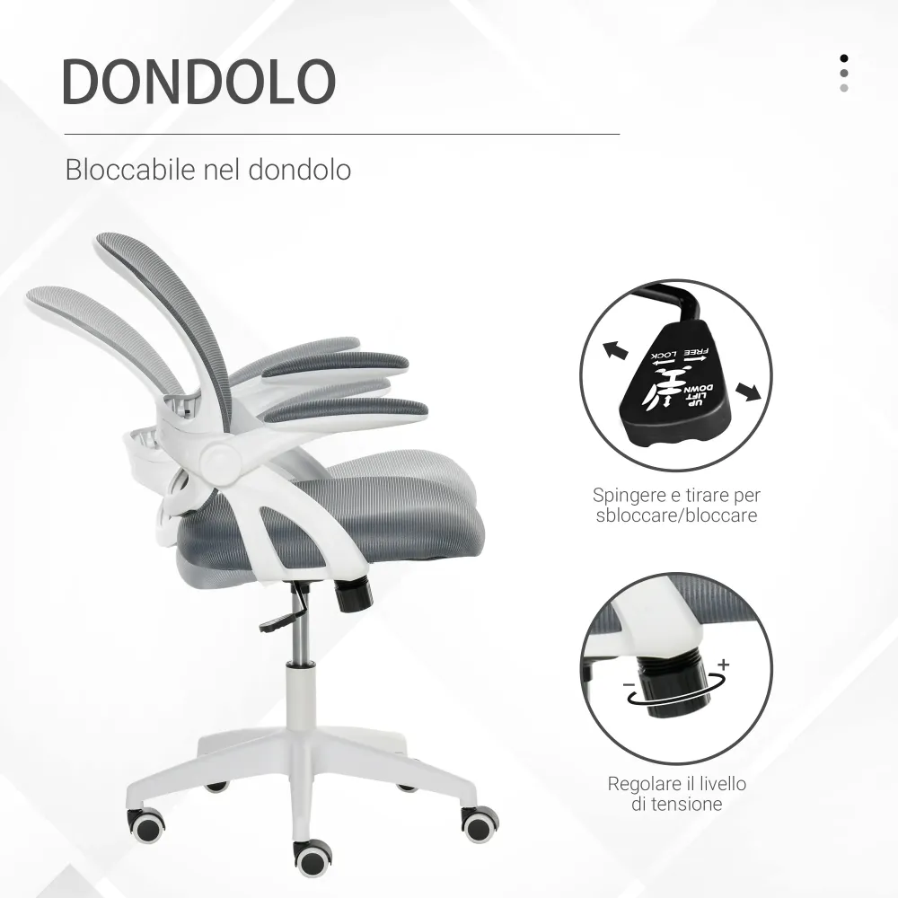 EASYCOMFORT Sedia da Ufficio Ergonomica con Schienale Rete e Seduta Imbottita, Altezza Regolabile, 65.5x61.5x88-97.5cm, Gr...