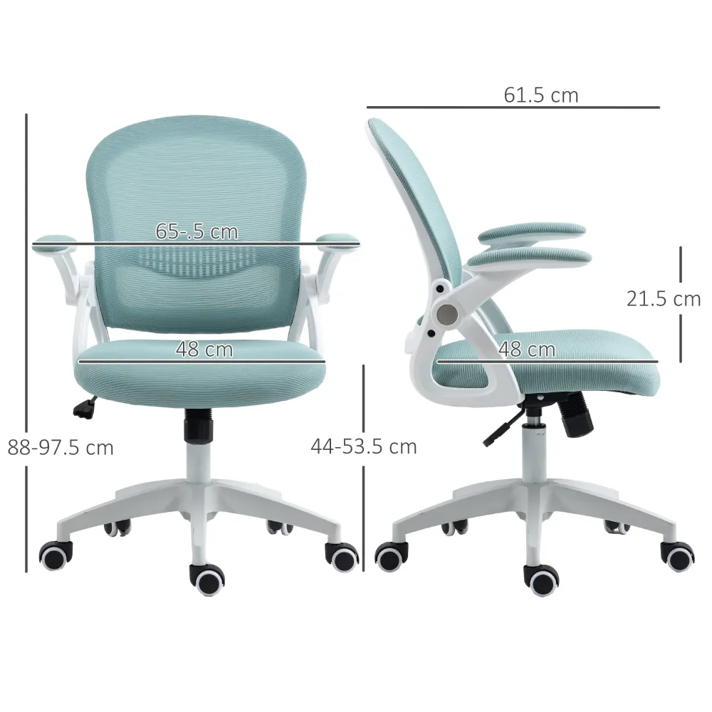 EasyComfort Sedia da Ufficio Ergonomica con Schienale Rete e Altezza Regolabile, 65.5x61.5x88-97.5cm, Azzurro