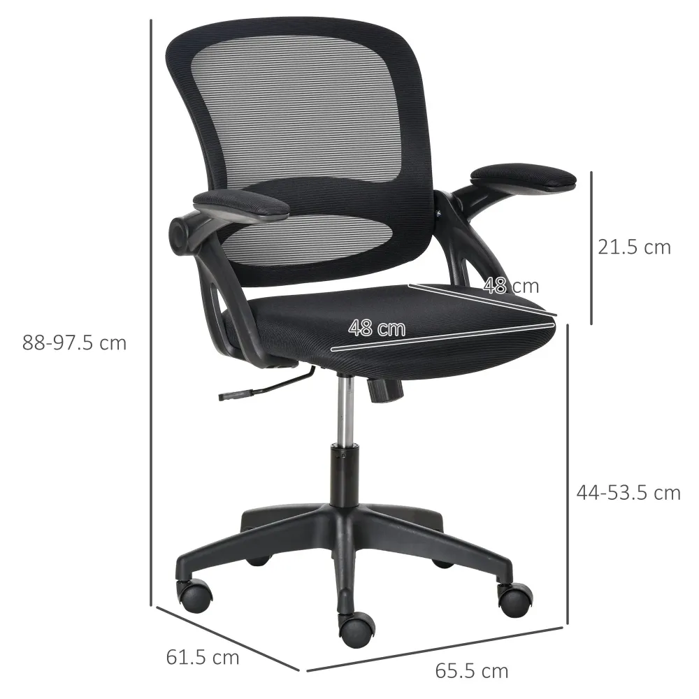 Easycomfort Sedia da Ufficio Ergonomica con Schienale Rete e Seduta Imbottita, Altezza Regolabile, 65.5x61.5x88-97.5cm, Nero