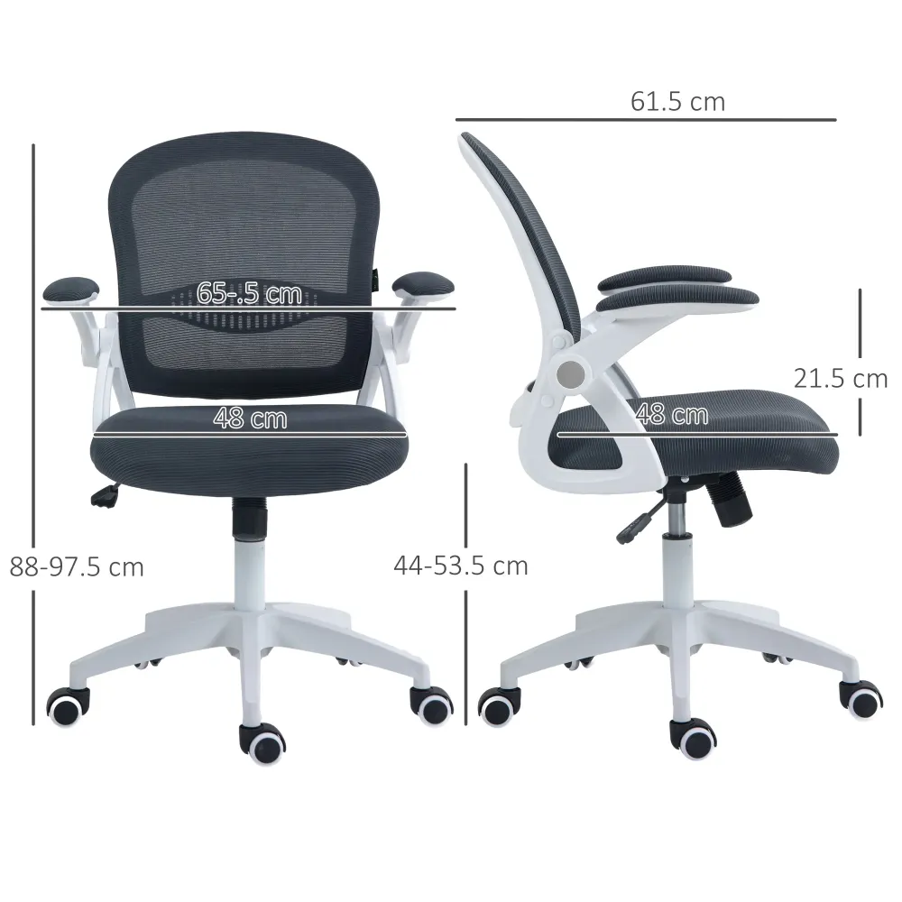 EasyComfort Sedia da Ufficio Ergonomica con Schienale Rete e Altezza Regolabile, 65.5x61.5x88-97.5cm, Grigio