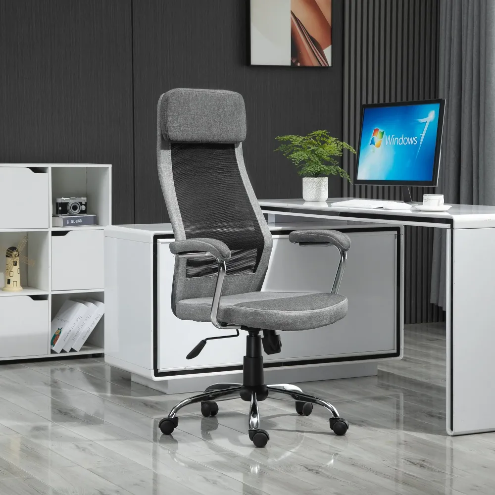 Easycomfort Sedia da Ufficio Ergonomica Girevole, Altezza Regolabile e Dondolamento, Poltrona Tessuto Rete 65x67x119-129cm...