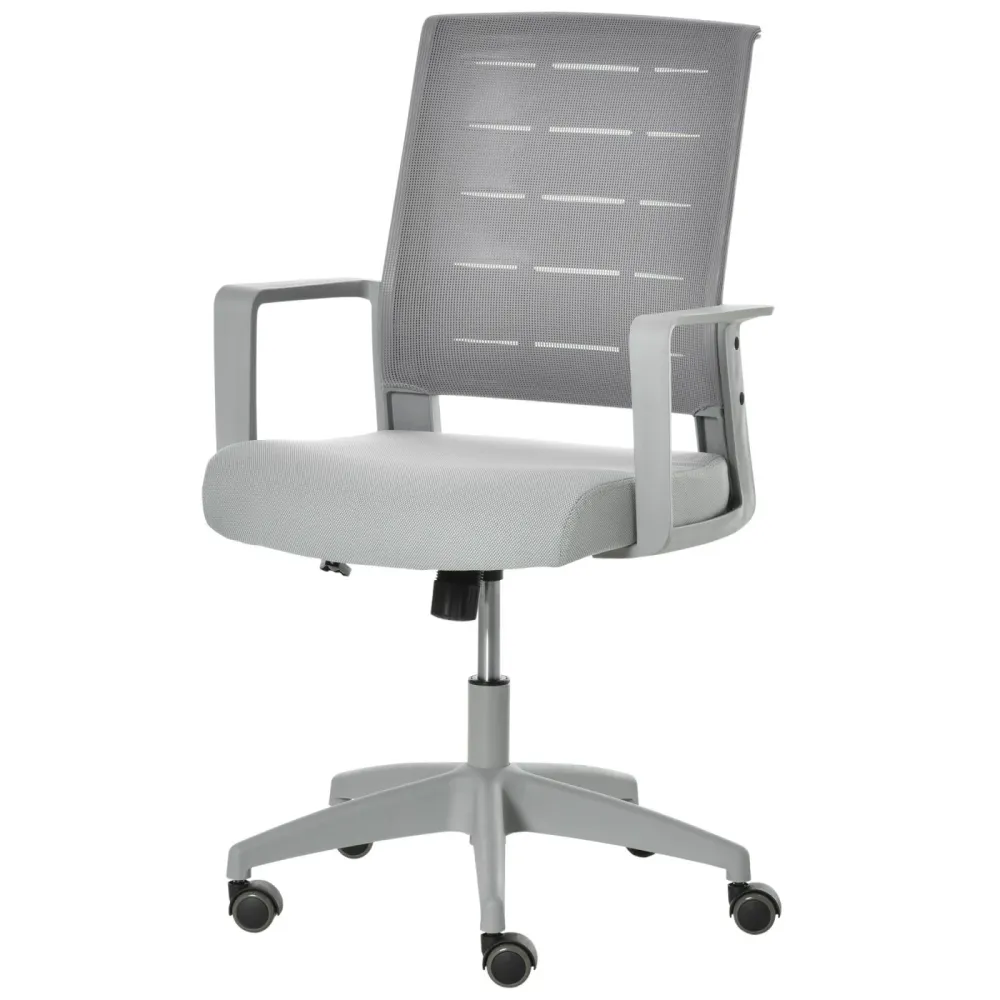 EASYCOMFORT Sedia da Ufficio Ergonomica Girevole con Altezza Regolabile, Ruote e Braccioli, 59x61x95.5-105cm Grigio