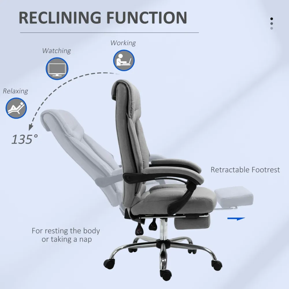 Easycomfort Sedia da Ufficio Ergonomica Girevole, Sedia da Scrivania con Rotelle, Poggiapiedi Retrattile e Reclinabile 135...
