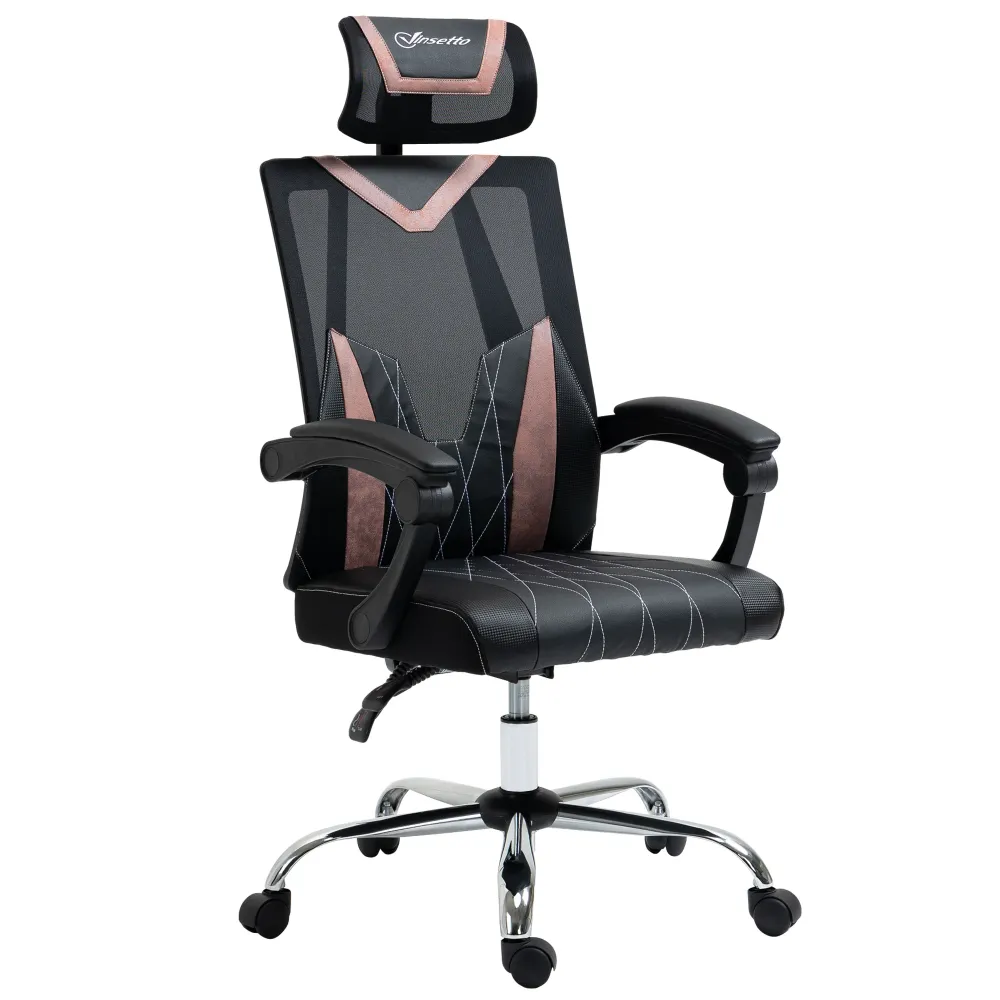 Easycomfort Sedia da Ufficio Ergonomica Inclinabile 130° con Supporto Lombare e Cervicale, 58x62.5x112-120cm