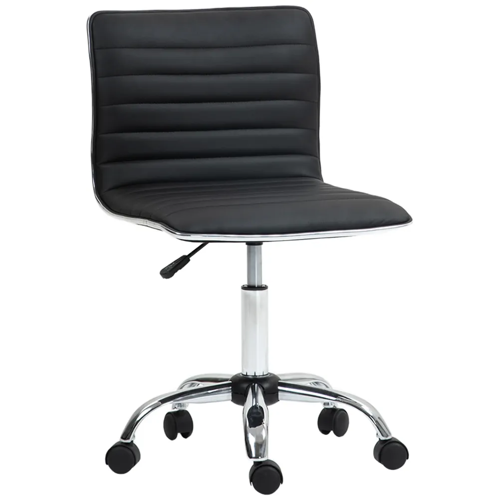 EasyComfort Sedia da Ufficio Ergonomica Pelle PU con Altezza Regolabile, Seduta Girevole e Ruote, Nero