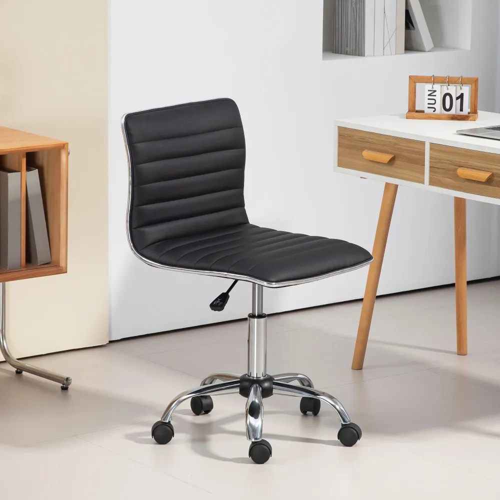 EasyComfort Sedia da Ufficio Ergonomica Pelle PU con Altezza Regolabile, Seduta Girevole e Ruote, Nero