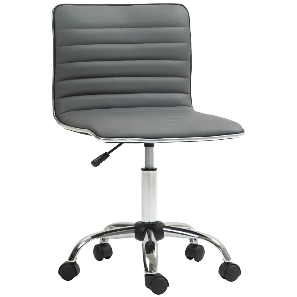 EasyComfort Sedia da Ufficio Ergonomica Pelle PU con Altezza Regolabile, Seduta Girevole e Ruote, Grigio Scuro