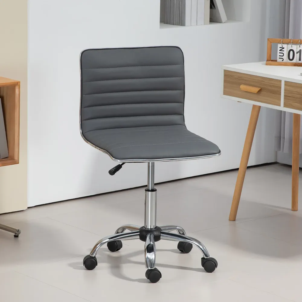 EasyComfort Sedia da Ufficio Ergonomica Pelle PU con Altezza Regolabile, Seduta Girevole e Ruote, Grigio Scuro
