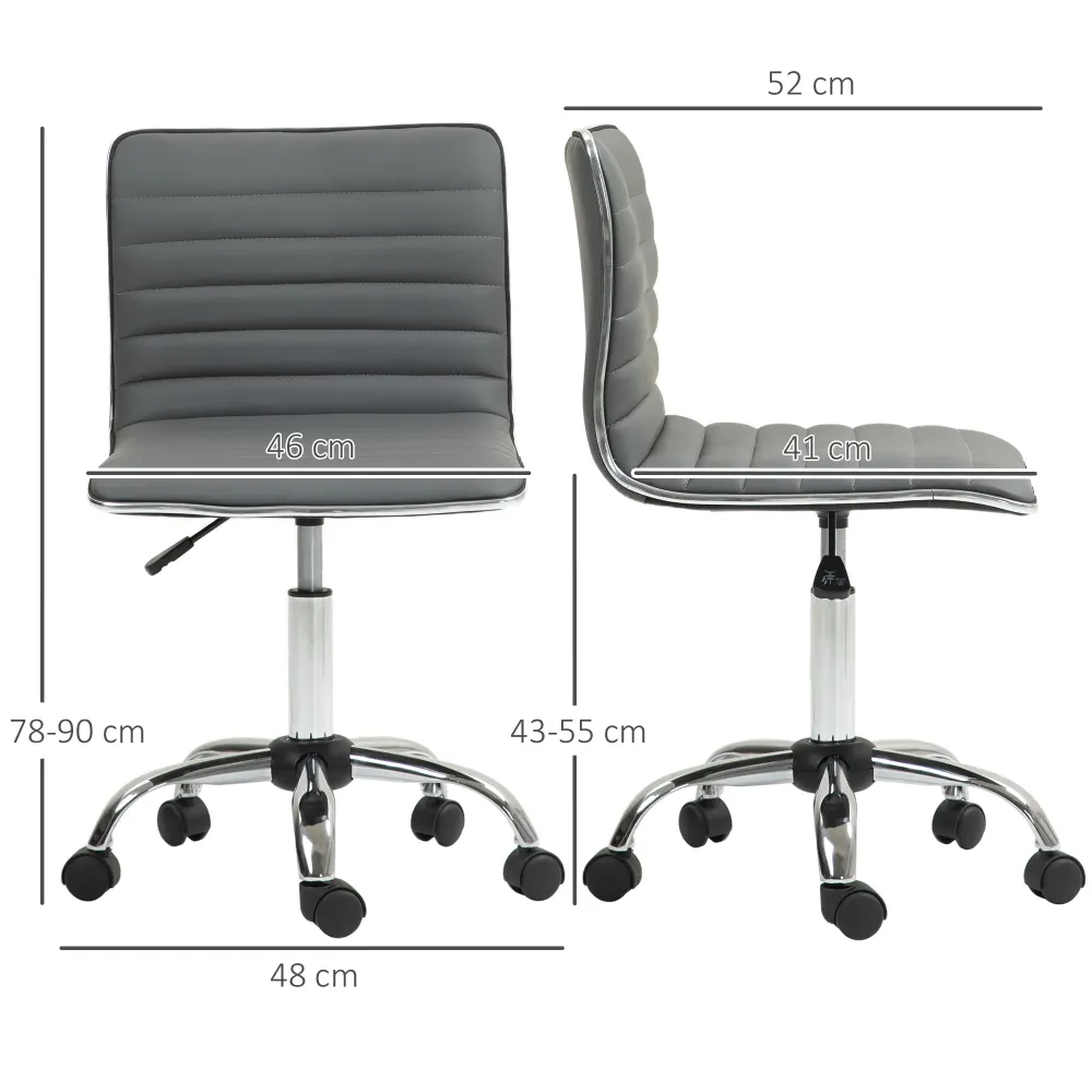 EasyComfort Sedia da Ufficio Ergonomica Pelle PU con Altezza Regolabile, Seduta Girevole e Ruote, Grigio Scuro