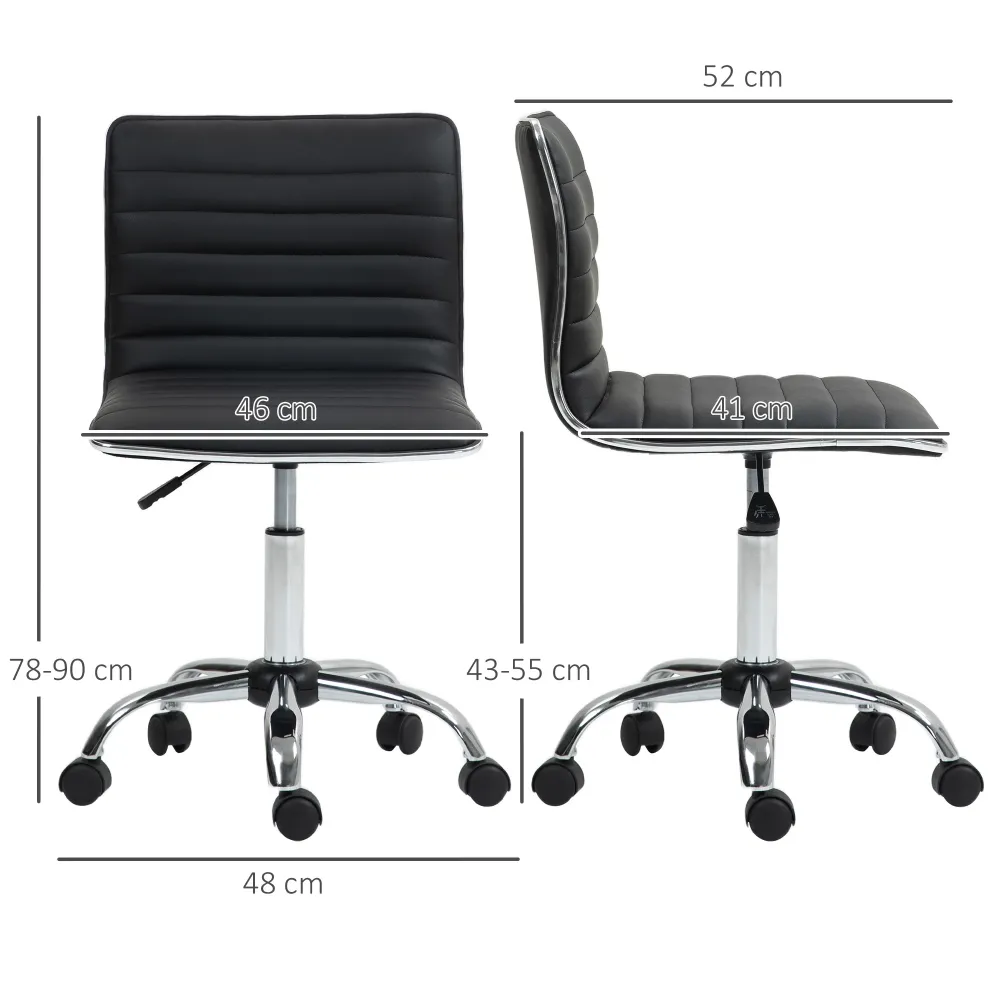 EasyComfort Sedia da Ufficio Ergonomica Pelle PU con Altezza Regolabile, Seduta Girevole e Ruote, Nero