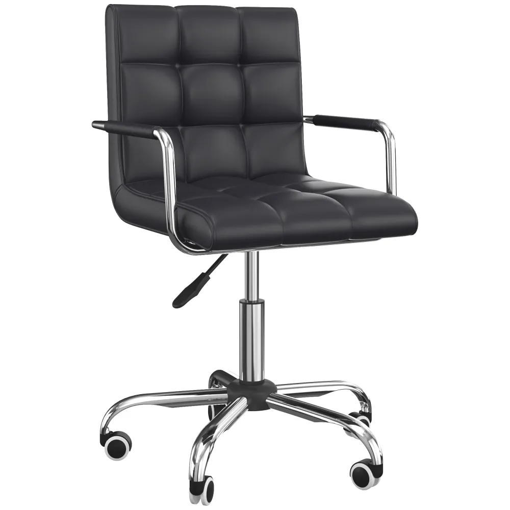 Easycomfort Sedia da Ufficio Ergonomica pelle PU Nero, Sedia da Studio con 5 Ruote Girevoli, Imbottitura e Altezza Regolab...