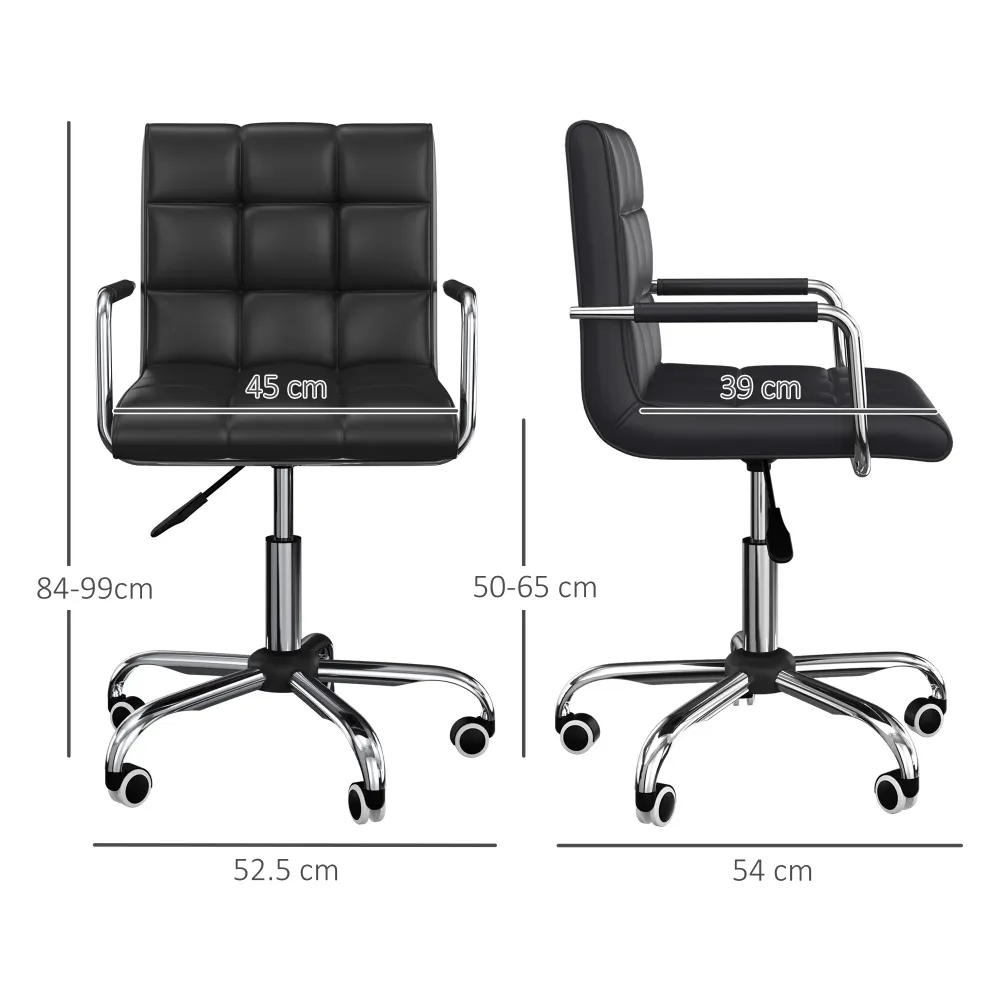 Easycomfort Sedia da Ufficio Ergonomica pelle PU Nero, Sedia da Studio con 5 Ruote Girevoli, Imbottitura e Altezza Regolab...
