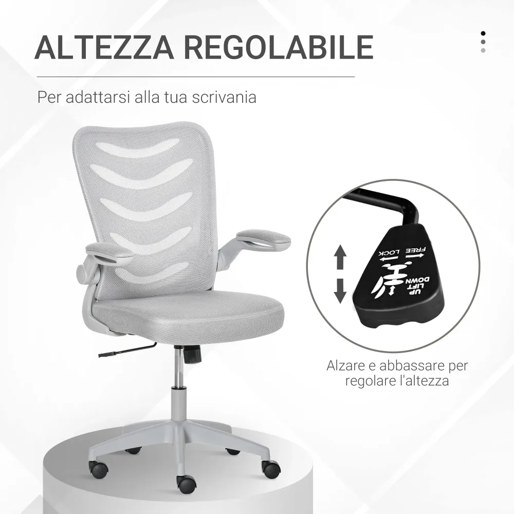 EASYCOMFORT Sedia da Ufficio Ergonomica, Poltrona Girevole, Altezza Regolabile e Braccioli Sollevabili, 58.5x58x94.5-103.5...