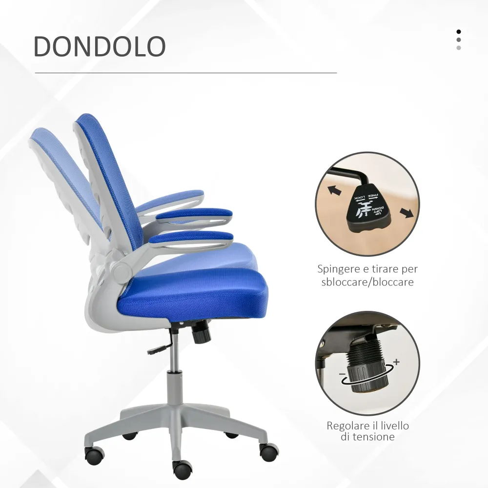 EASYCOMFORT Sedia da Ufficio Ergonomica, Poltrona Girevole, Altezza Regolabile e Braccioli Sollevabili, 58.5x58x94.5-103.5...