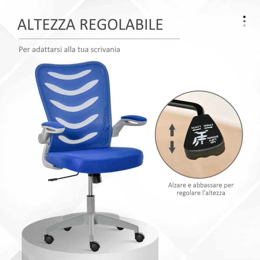 Easycomfort Sedia da Ufficio Ergonomica, Poltrona Girevole, Altezza Regolabile e Braccioli Sollevabili, 58.5x58x94.5-103.5...