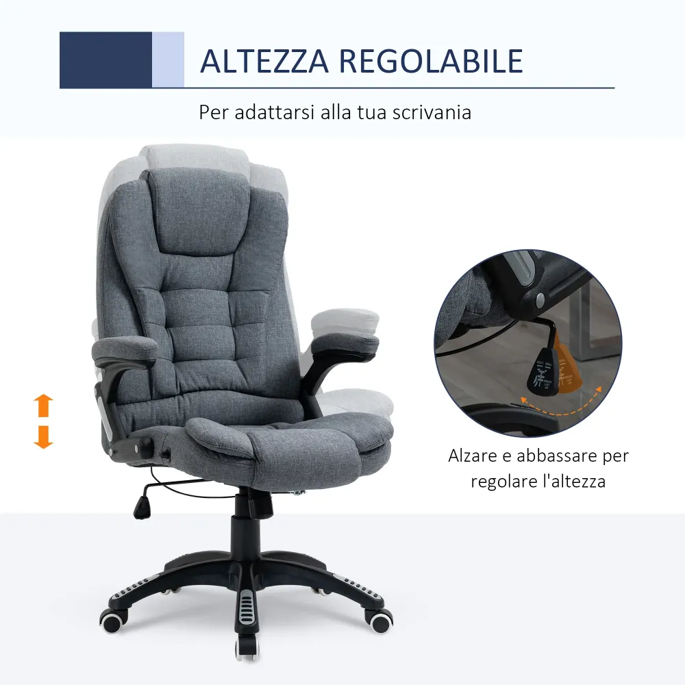 Easycomfort Sedia da Ufficio Ergonomica Reclinabile, Altezza Regolabile e Dondolamento, Poltrona Girevole con Ruote, 65x72...