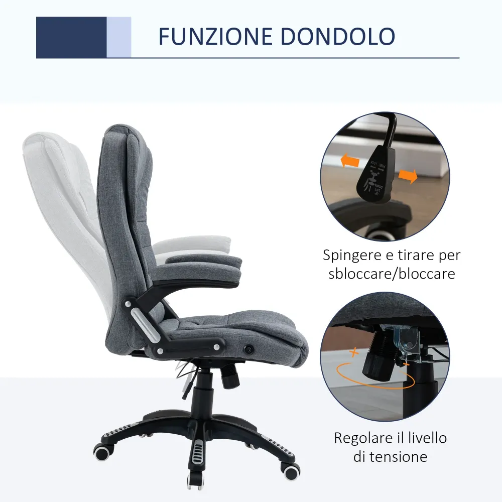 Easycomfort Sedia da Ufficio Ergonomica Reclinabile, Altezza Regolabile e Dondolamento, Poltrona Girevole con Ruote, 65x72...