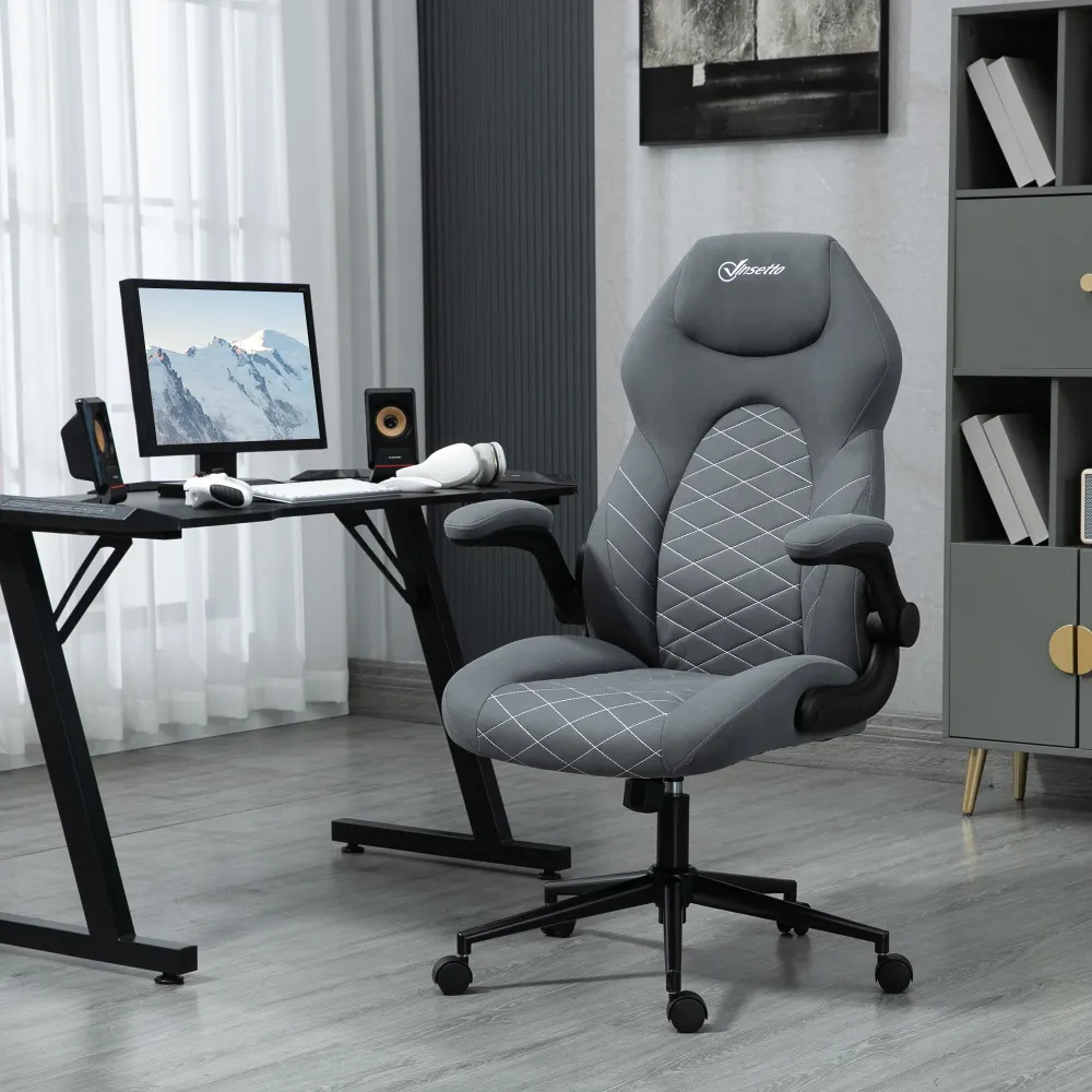 Easycomfort Sedia da Ufficio Ergonomica e Reclinabile ad Altezza Regolabile, 65.5x69.5x112-122 cm, Grigio Scuro