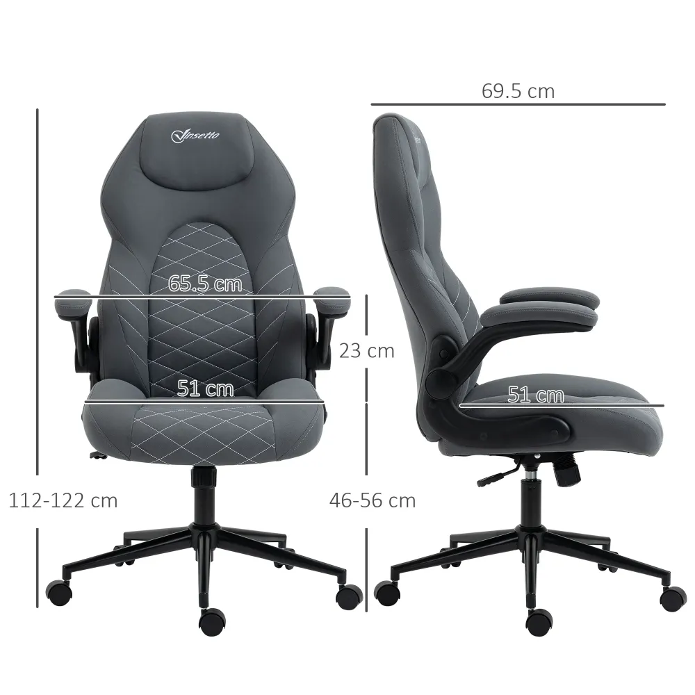 Easycomfort Sedia da Ufficio Ergonomica e Reclinabile ad Altezza Regolabile, 65.5x69.5x112-122 cm, Grigio Scuro