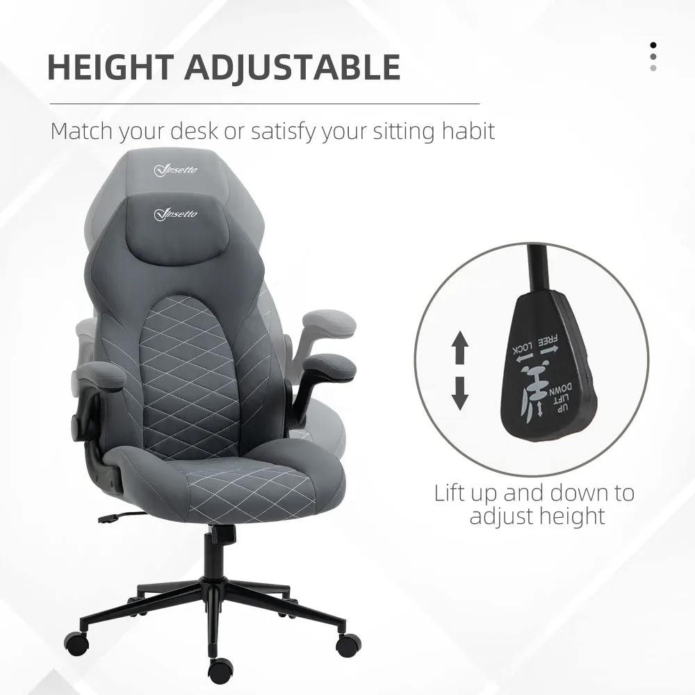 Easycomfort Sedia da Ufficio Ergonomica e Reclinabile ad Altezza Regolabile, 65.5x69.5x112-122 cm, Grigio Scuro