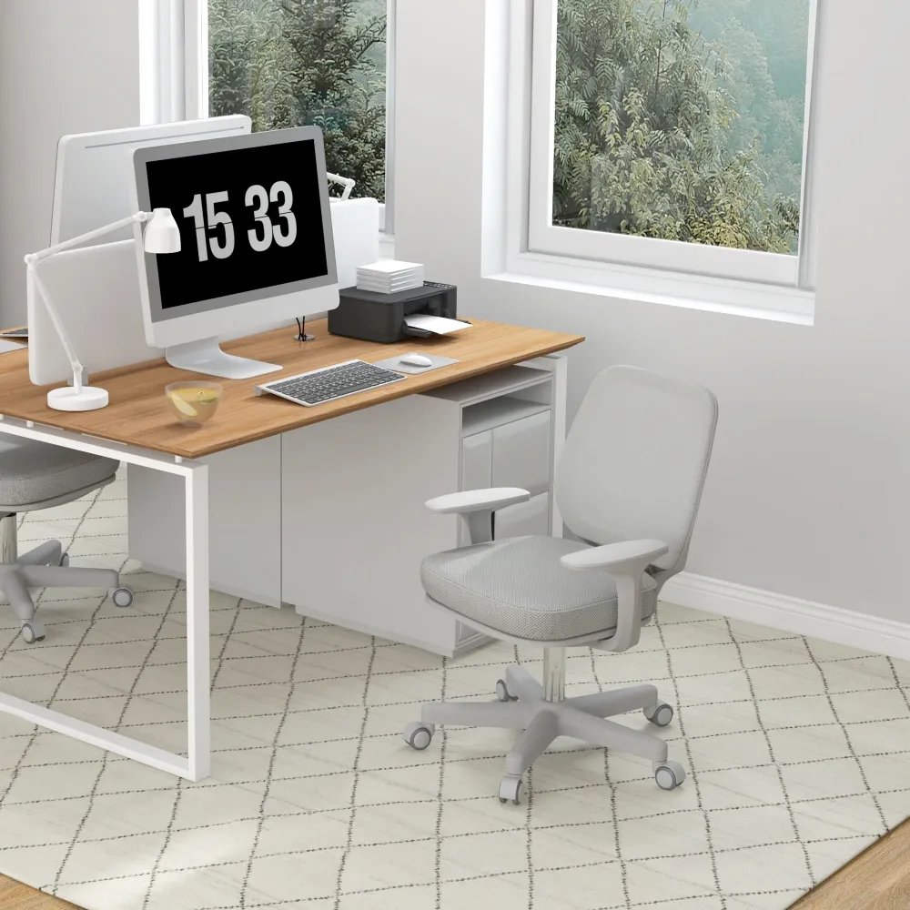 EasyComfort Sedia da Ufficio Ergonomica e Reclinabile ad Altezza Regolabile con 5 Rotelle, 55x48x82.5-94.5 cm, Grigia