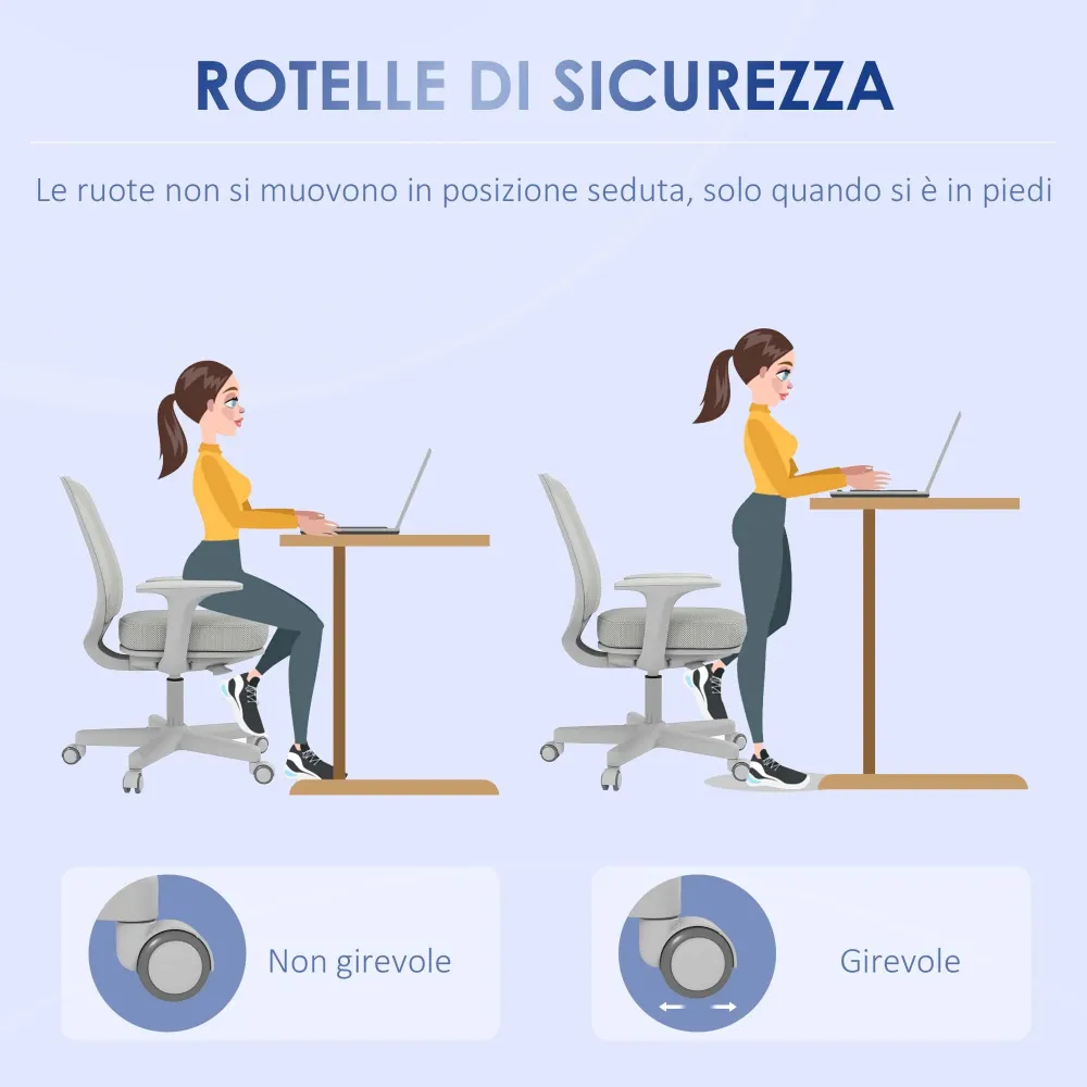 EasyComfort Sedia da Ufficio Ergonomica e Reclinabile ad Altezza Regolabile con 5 Rotelle, 55x48x82.5-94.5 cm, Grigia